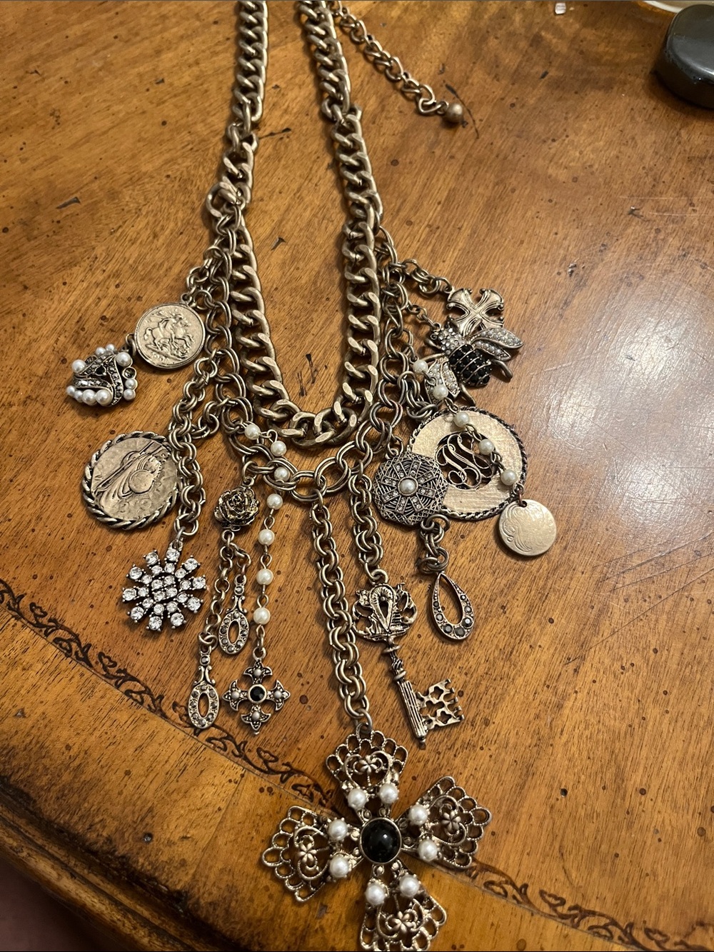 vintage White House Black Market multi-strand charm statement necklace